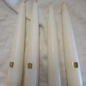 Set Of 4 Partylite Taper Candles 6" Dipped Unscented White